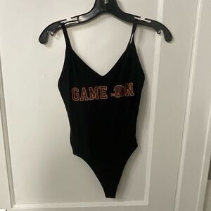 PINK Victoria's Secret Black V-Neck Sleeveless Bodysuit